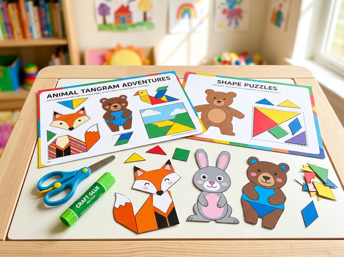 Cut & Paste Shape & Animal Puzzles Pack